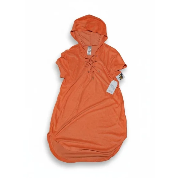 Time and Tru Orange Hooded Lace-Up Swim Coverup M - Picture 3 of 13